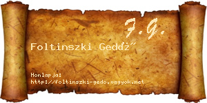 Foltinszki Gedő névjegykártya